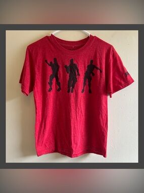 Fortnite Boys Red Graphic T-Shirt with Black Silhouette Design
